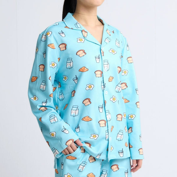 Human Pyjama Top - Breakfast - Blauw