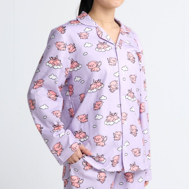 Human Pyjama Top - When Pigs Fly - Paars