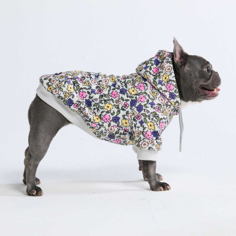 Vintage Bloemen Honden-Hoodie - Lichtgrijs